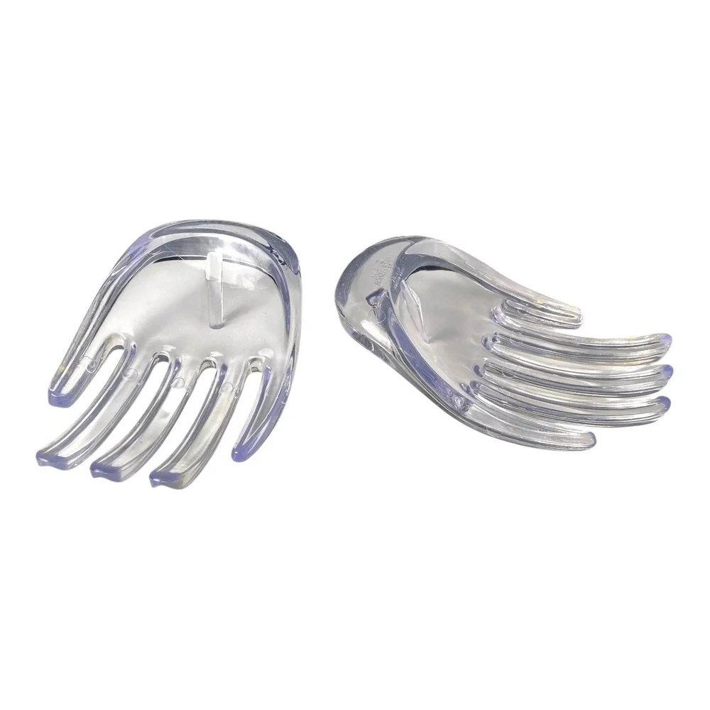 J.S.N.Y Clear Lucite Hand Shaped‎ Salad Servers Set of 2 Vintage Style F72Q